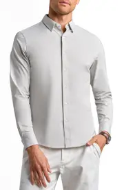 Rhone Commuter Slim Fit Button-Up Shirt in Gray Stone Oxford at Nordstrom, Size Medium