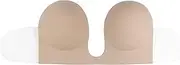 [Bye Bra] Seamless U-Style Bra, self-Adhesive Bra, Strapless and Backless Bra, Push-up Bra, Cup A-E, Beige and Black (Beige, B)