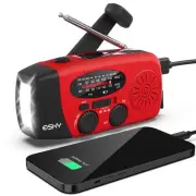 Emergency Hand Crank Radio 7400mWh with 3 LED Flashlight, AM/FM/NOAA Portable...