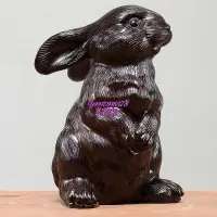 在飛比找Yahoo奇摩拍賣-7-11運費0元優惠優惠-黑檀木雕刻兔子擺件實木頭木質風水生肖兔裝飾送禮生日紅木工藝品
