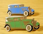Choice 1920's Touring Sedan Car Lapel Hat Jacket Pin Chrome Green / Blue Enamel