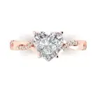2.19 Heart Twisted Halo Promise Engagement Wedding Ring 14k Rose Gold Designer