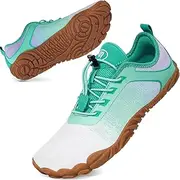 [BibHoly] Barefoot Shoes for Men and Women, Lightweight Breathable Trail Running Shoes, Non-Slip Fitness Shoes for Gym and Outdoor Activities, B03 White Green, 44 EU