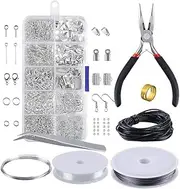 Ausale Jewelry Making Kit Jewelry Findings Starter Set Jewelry Beading Making and Repair Tools Pliers Silver Beads Wire Starter Tool with Organizers and Storage