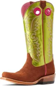 Ariat Futurity Boon Western Boots Cognac Roughout & Lime Patent Women’s 11 New