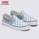 【VANS 官方旗艦】Classic Slip-On 中童款灰藍色棋盤格滑板鞋