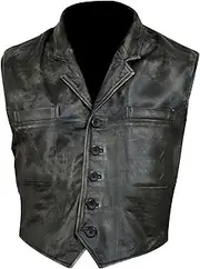 [LeatherJunction] Mens Hell on Wheels Anson Mount Cullen Bohannan Cosplay Biker Outerwear Vintage Real Leather Vest