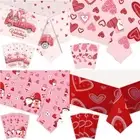 Red Valentine's Day Tablecloth Waterproof Table Cover Wedding