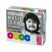 10 Maxell JAPAN Blank CD-R for Audio Music CDR 80min Color Mix CDRA80MIX.S1P10S