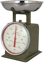 100-061OV American Kitchen Scale, 2.2 lbs (1 kg), Olive, A Little Unusual Scale, Kitchen Tool, Height 8.9 inches (225 mm), Width 5.2 inches (132 mm), Tray Diameter: 6.9 inches (175 mm)