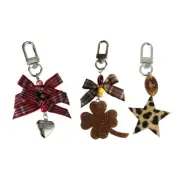 Heart Bowknot Keychain Leopard Print Star Bag Charm Ornament for Everyday Use