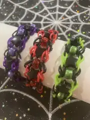 Halloween Glow Dark beaded sparkle friendship Rainbow Loom rubber band bracelet