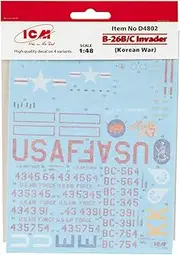 ICM 1/48 USAF B-26B/C Invader Korean War Plastic Model Decal D4802