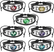 Lechisenop 7 Pcs Genshin Impact Bracelets Boys Bracelet Animne Luminous Bracelet Genshin Cosplay Genshin Impact Figure Element Luminous Bracelets Glow In Dark, One Size, alloy, wax rope, No Gemstone