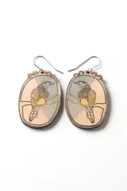 Wattle Bird Wooden Earrings--POL-EAWOWB