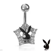 PLAYBOY Body Ring With Genuine Crystal Made in Black Enamel and Stainless Steel