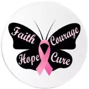 Faith Courage Hope Cure Pink Ribbon Awareness - 10 Pack Circle Stickers 3 Inch
