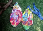 2 Beautiful Prayer Bag Radha Krishna Japa Mala Cotton Jholi Sacred -Rosary Beads