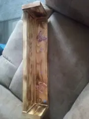 Handmade Wood Decor Shelf w/Butterflies 19.5 Wide *4.5 * 3.5 In Tall Woodburnt