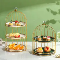 在飛比找蝦皮購物優惠-鳥籠甜品架英式下午茶三層架點心盤擺盤置物架蛋糕架子多層果盤架