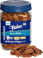 Fisher Chef's Naturals Unsalted Pecan Halves 23oz (Pack of 1), Unsalted Raw Nuts for Cooking, Baking & Snacking, Vegan Protein, Keto Snack, Gluten Free, 100% Recyclable