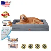Plush Extra Large Dog Bed - Orthopedic, Cooling, Machine Washable with Bolsters