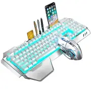 Wireless Keyboard and Mouse,Blue LED Backlit Rechargeable Keyboard Mouse with...