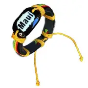 Adjustable Maui Rasta Bracelet – Faux Leather with Vibrant Island Colors