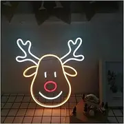Hanging Art Neon Signs Christmas Reindeer Neon Sign Neon Light With Acrylic Board Deer Neon Decor (Color : A)