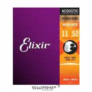 Elixir 16027 Nanoweb Phosphor Bronze Acoustic Guitar Strings Custom Light 11-52