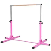 Babyjoy Kids Training Bar Height-adjustable Gymnastics Bar Pull Up Sports Equipment Horizontal Bar Pink
