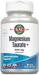 KAL® Magnesium Taurate Plus 400mg w/ Coenzyme B6 | Highly Bioavailable, Chelated, Vegan | For Normal Nerve, Muscle Function and Heart Health | 90 Tabs