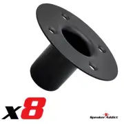 8-Pack Steel Speaker Pole Mounting Socket Cup Top Hat 1-1/2" Tripod Stand Black