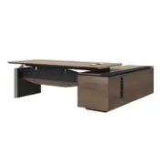 DreasyTech 2.4M Knight Executive Office Desk With Left Return Brown Oak Colour