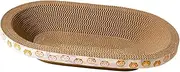 Whtkoph Oval Cat Scratching Bed, Indoor Cat Bed, Corrugated Scratching Board for Furniture Protection, Extra Large
