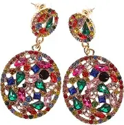 [WRITWAA] Earring 1 Pair Colored Rhinestone Earrings Mrs Earrings for Bride Rhinestone Drop Earrings Crystal Earrings for Earings Ear Dangle Alloy Miss Hanging Jewelry Bridal Earrings