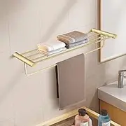 ACA International Bathroom Towel Rack with Tower Bars,SUS 304 Wall Mount Towel Holder Brushed Finish,Bath Towel Rack Shelf(Gold)