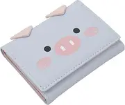 [CATIEBYE] 1pc Tri-fold Women's Wallet Triple Fun Holders Pink for Women Large Purses for Women Credit Pig Goth Ladies Foldable Wallet for Cartoon Folding Wallet Blue Pu Leather