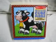Melissa & Doug Farm Scenes Wooden Cube Puzzle With Storage Tray 16 Pieces NEW