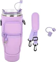 Bottle Bag for Stanley Cup Water Bottle Carrier Bag for Adjustable Strap Bollus with Straw Cover for Stanley Cup Accessories(Purple)