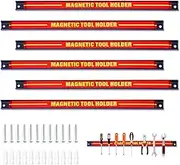 Costway Magnetic Tool Holder, Heavy-Duty Magnetic Bar with Strong Load Capacity, Space-saving Magnetic Tool Organizer Bars with Mounting Screws for Garage Workshop Kitchen, Set of 6 (6PCS - 46 cm)