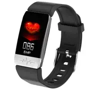 T1S Smart Watch Band With Temperature Measure ECG Heart Rate Blood Pressure Monitor Weather Forecast Drinking Remind - Black