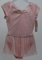 Danskin Pink Short Sleeve Leotard Dance XSmall 4/5 NWT