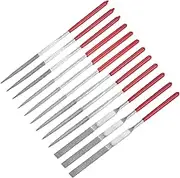 uxcell 12pcs Mini Diamond Needle File Set 120 Grits Small Metal Files Round Flat Triangular Square File Hand Tools for Glass Wood Stone