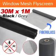 100FT / 30M Roll Insect Flywire Window Fly Screen Net Mesh Flyscreen Black/ Grey
