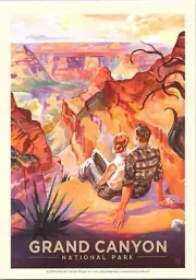 Grand Canyon National Park Arizona couple on cliff Anderson Design postcard