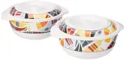 MELAMINE CASSEROLE SET WITH LID (2 PIECES, White)