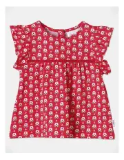 [Sprout] Flower Frill Top in Raspberry