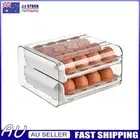 Egg Storage Box Double-Layer Drawer Type 32 Grid Egg Holder for Fridge (White)