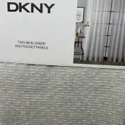 DKNY Light Gray Textured WINK 2 Pocket Panels Sheer Window Curtains 50x96